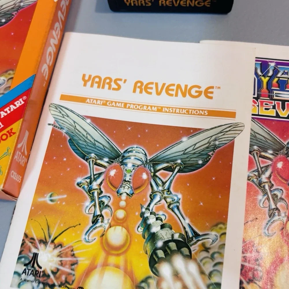 Yars' Revenge Video Game Box & Manual Clean Atari 2600 1980's Vintage Retro